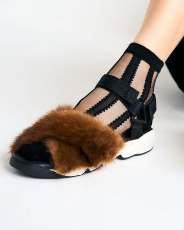 Sheer Ribbon Socks in Black