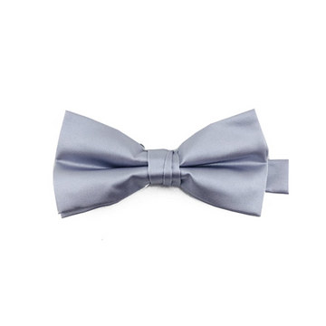 Satin Solid Pre-Tied Bowtie in Silver