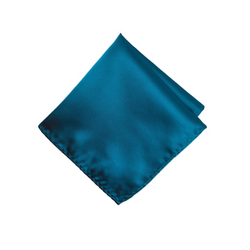Satin Solid Pre-Tied Pocket Square in Teal