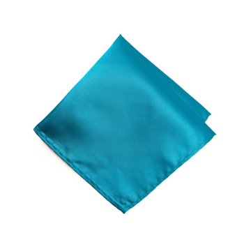 Satin Solid Pre-Tied Pocket Square in Turquoise