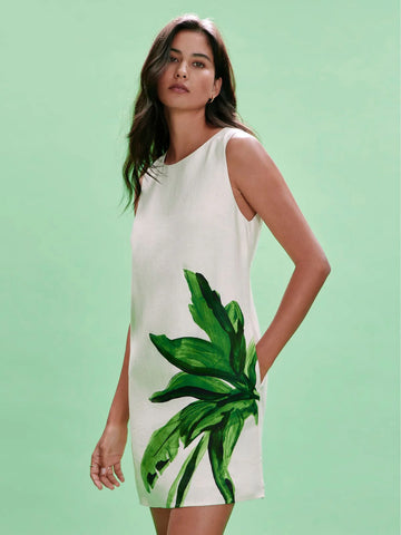 Way To Be Linen Shift Dress in Palmetta