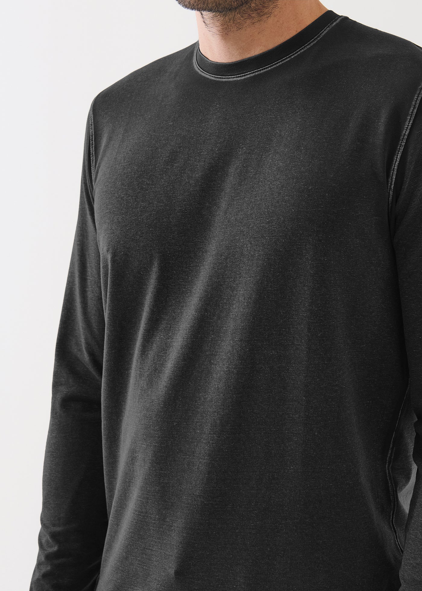 Vintage Wash Long Sleeve T-Shirt in Black