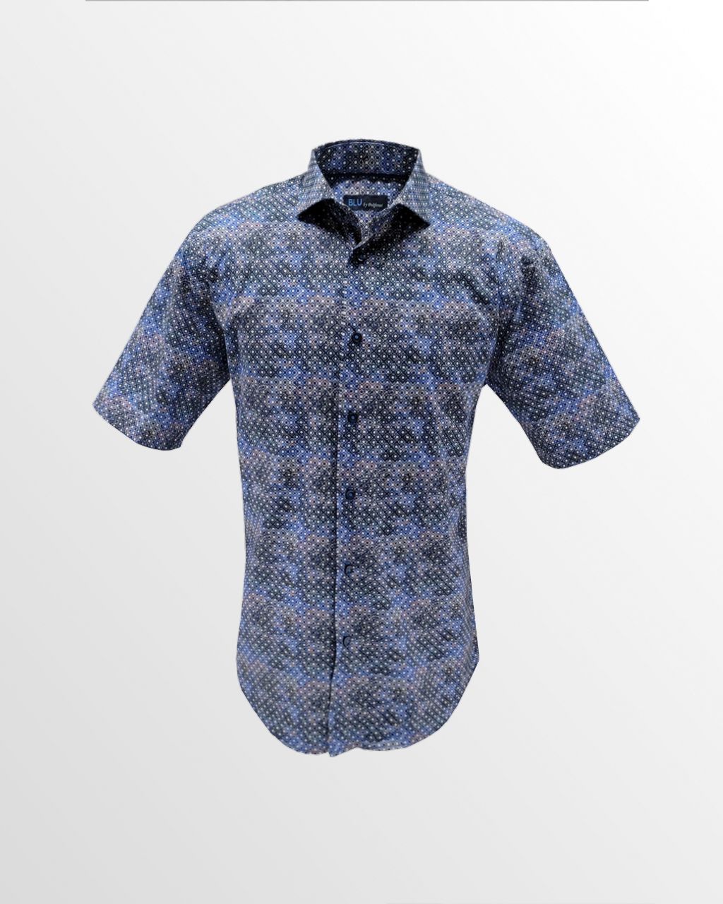 Polifroni Blu Short Sleeve Sport Shirt in Mottled Blue