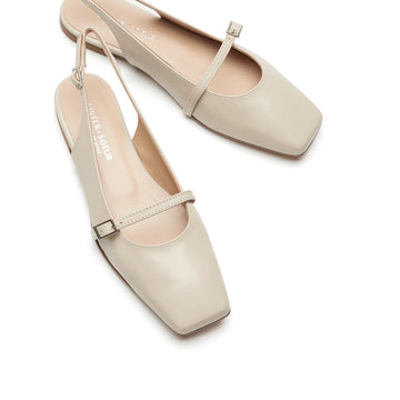 Brielle Slingback Flats in Nappa Off White