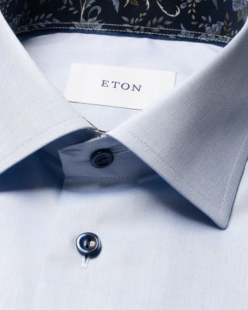 Signature Twill Dress Shirt in Light Blue with Floral Effect
