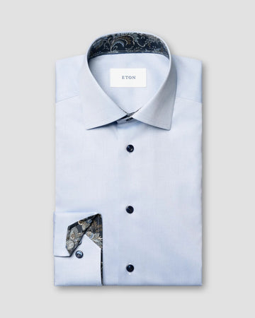 Signature Twill Dress Shirt in Light Blue with Floral Effect