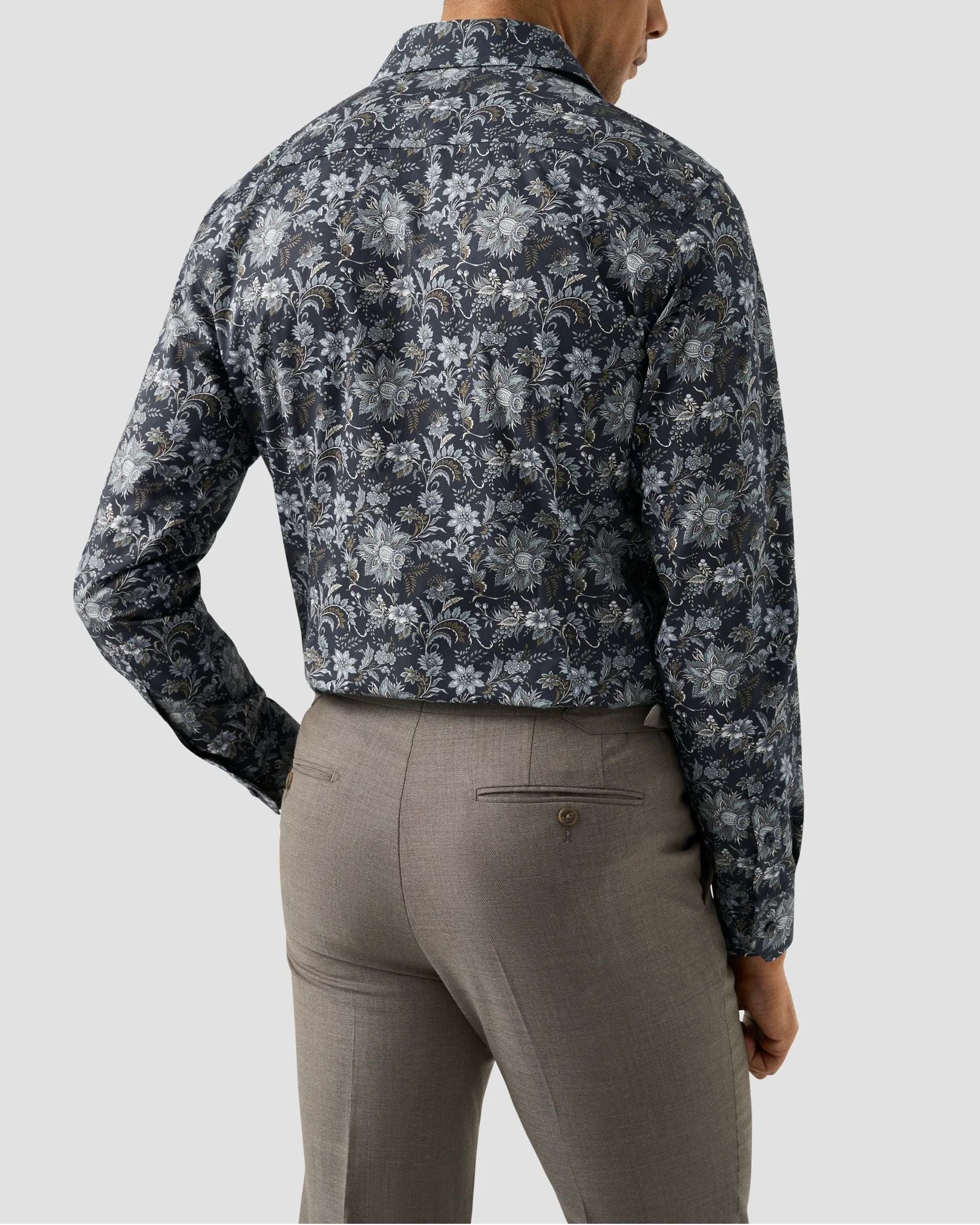 Signature Twill Dress Shirt in Blue Feature Floral Print