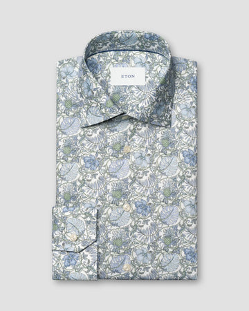 Floral Print Signature Twill Shirt in Green