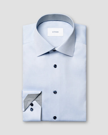 Signature Twill Dress Shirt in Blue with Geometric Effect