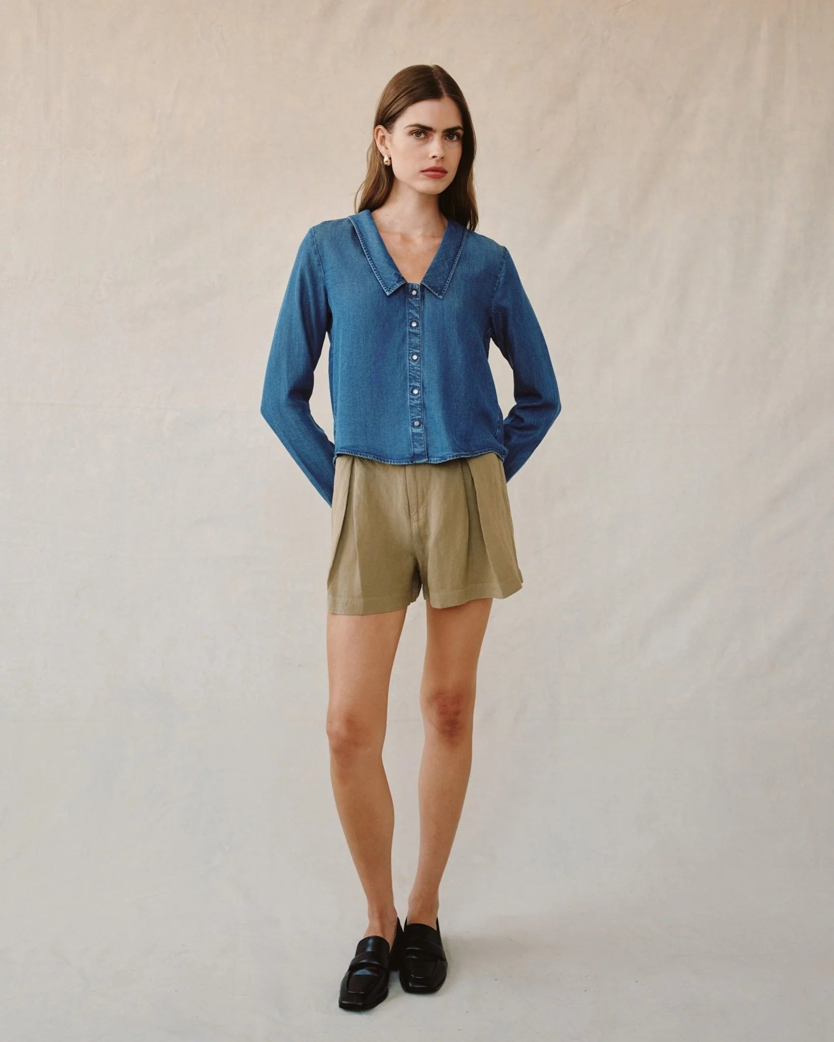 Oversized Collar Shirt in Moonlight Wash