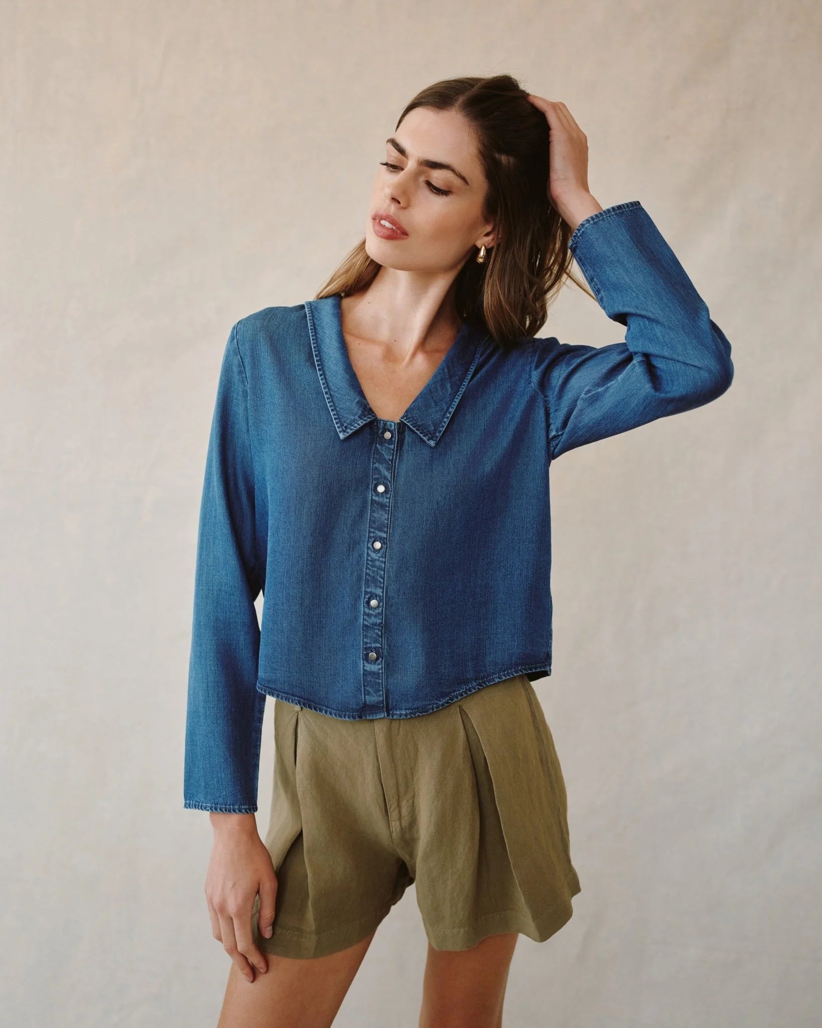 Oversized Collar Shirt in Moonlight Wash