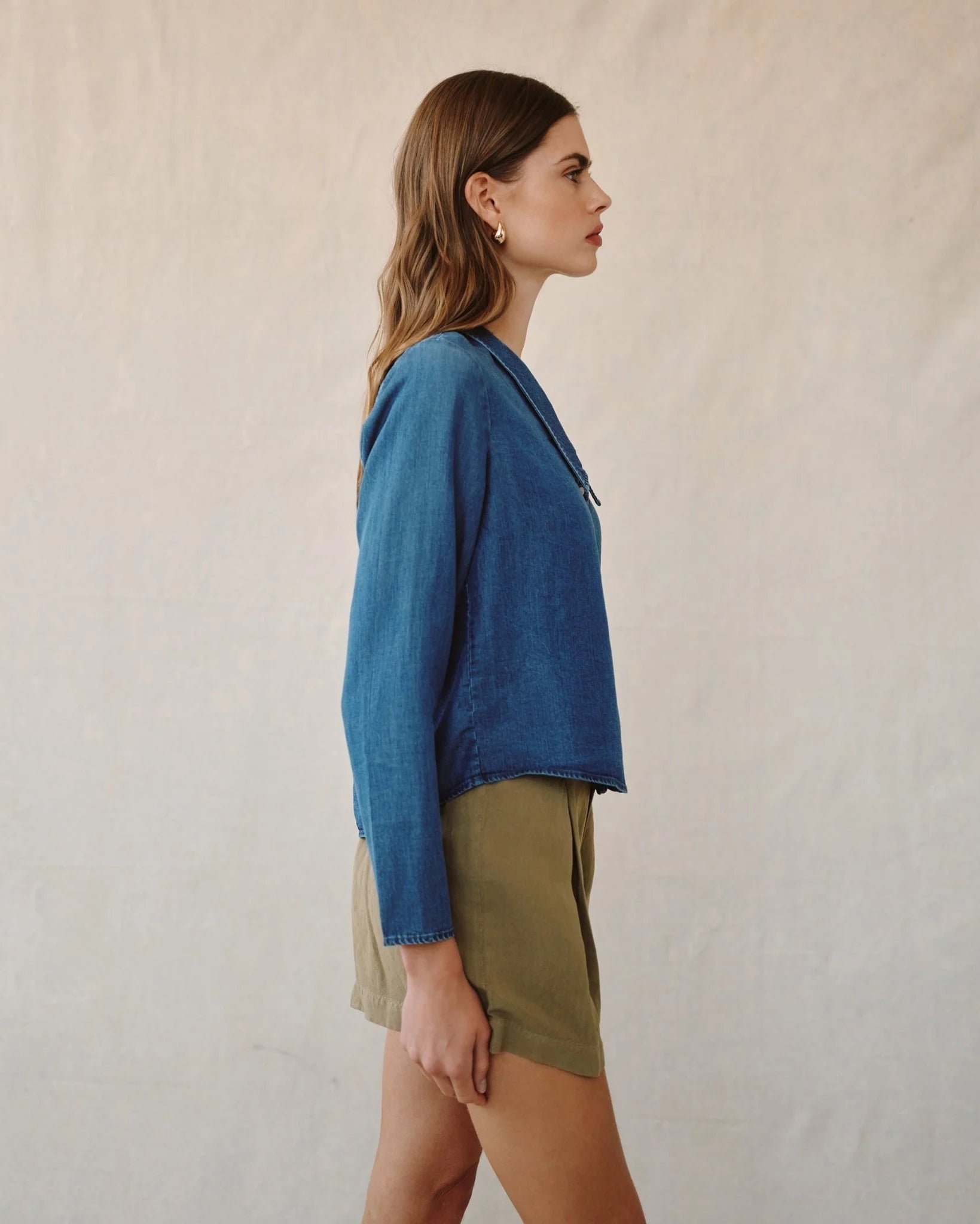 Oversized Collar Shirt in Moonlight Wash