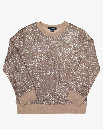 Relaxed Sequin 3/4 Sleeve Popover in Mother of Pearl