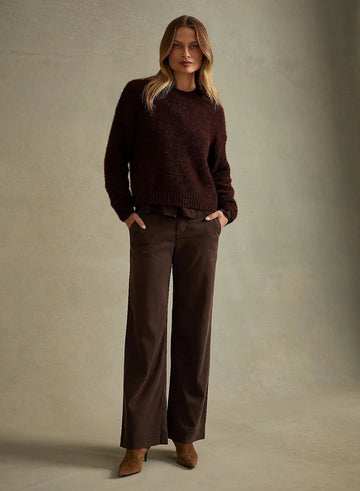 Sydney Wide Leg Pants in Dark Chestnut