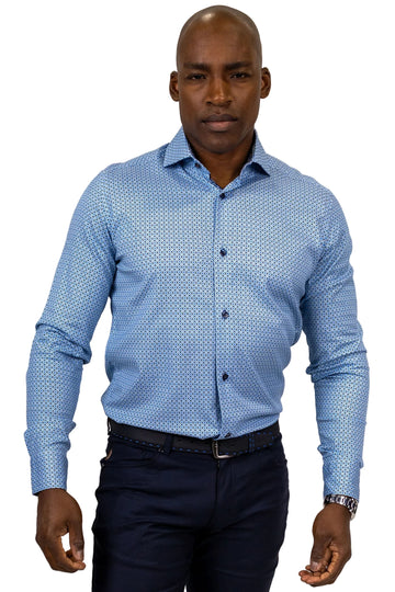 Medallion Print Sport Shirt in Blue