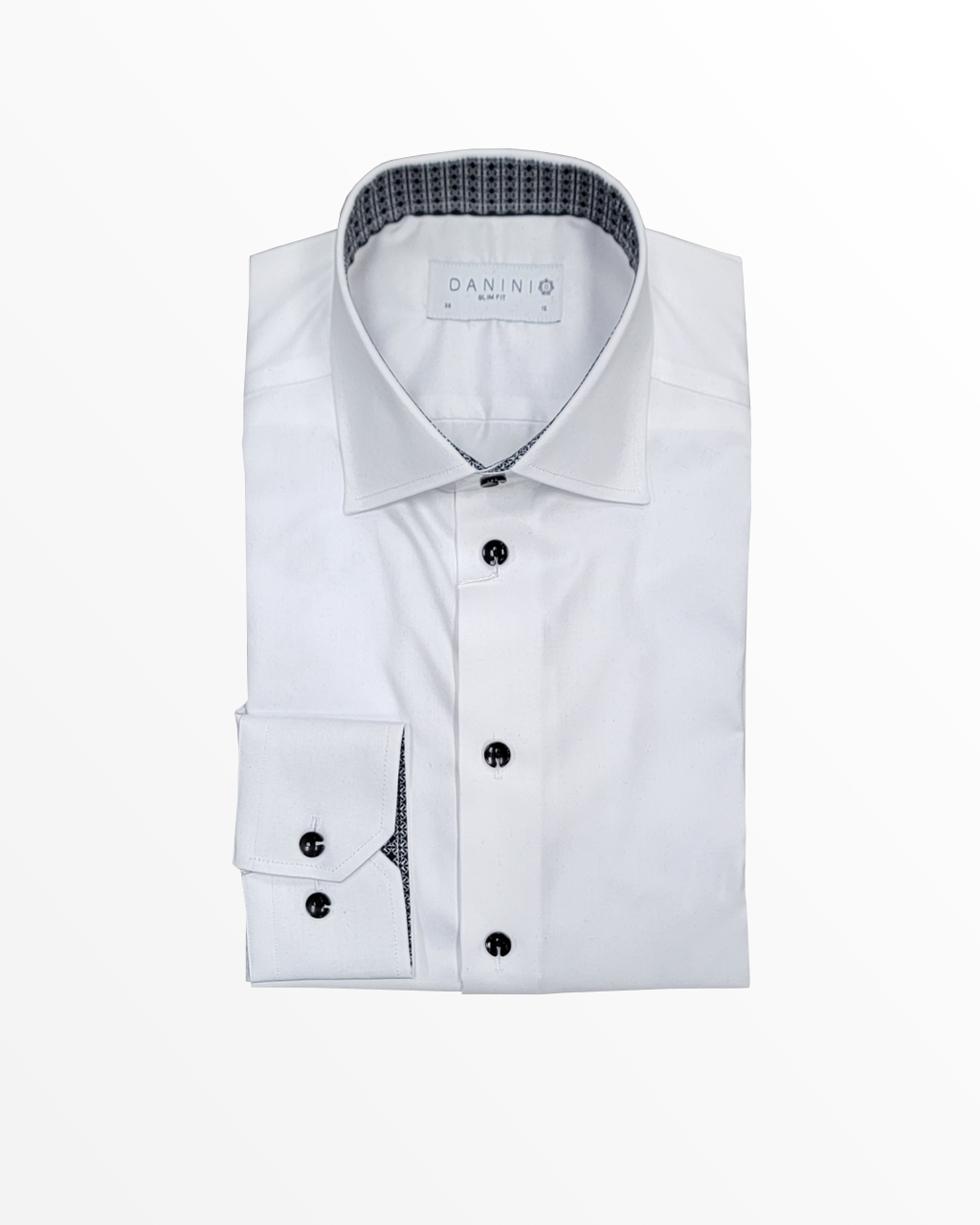 Danini Slim Fit Dress Shirt in White with Black Detailing