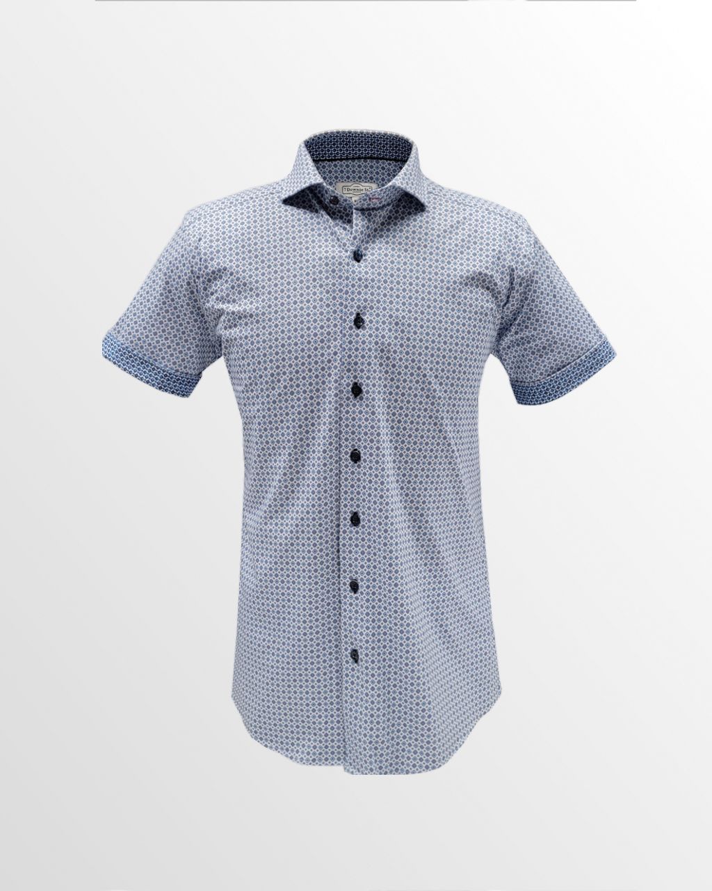 7 Downie St. Short Sleeve Sport Shirt in Blue Diamond Pattern