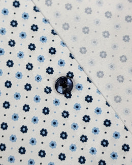7 Downie St. Short Sleeve Sport Shirt in Blue Mini Floral Pattern