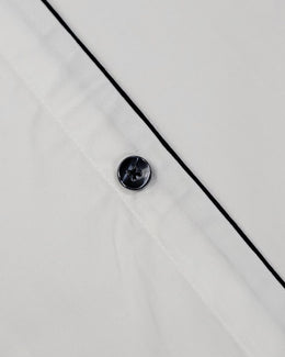 7 Downie St. Short Sleeve Sport Shirt in Solid White with Blue Contrast