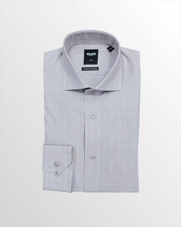 Elite Windowpane Plaid Dress Shirt - Grey
