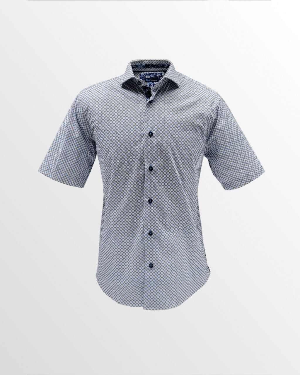 Polifroni Blu Short Sleeve Sport Shirt in Mirage Dots