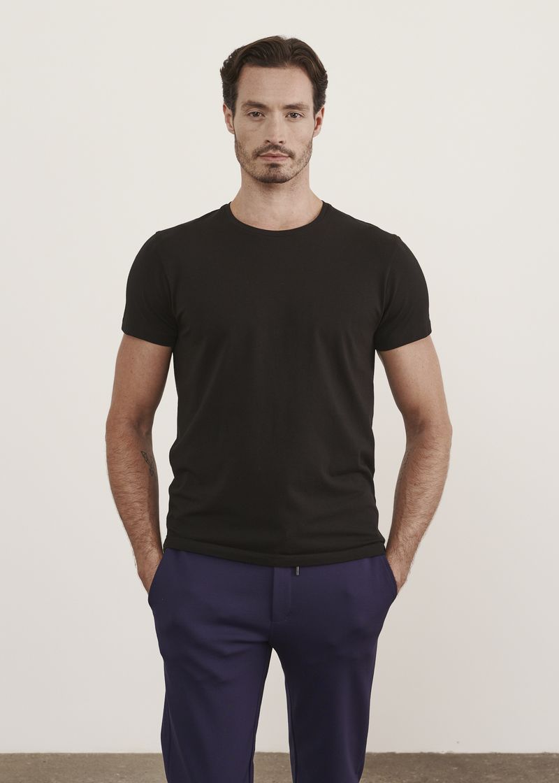 Patrick Assaraf Iconic Pima Cotton Stretch T-Shirt in Black