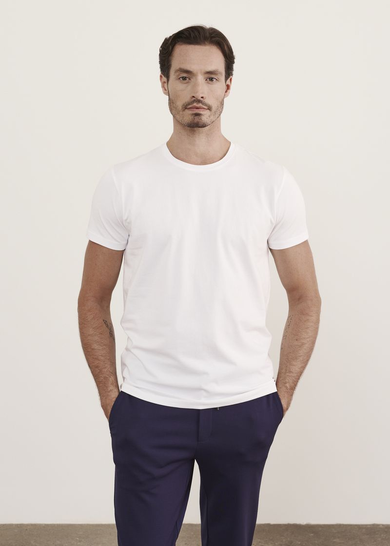 Patrick Assaraf Iconic Pima Cotton Stretch T-Shirt in White